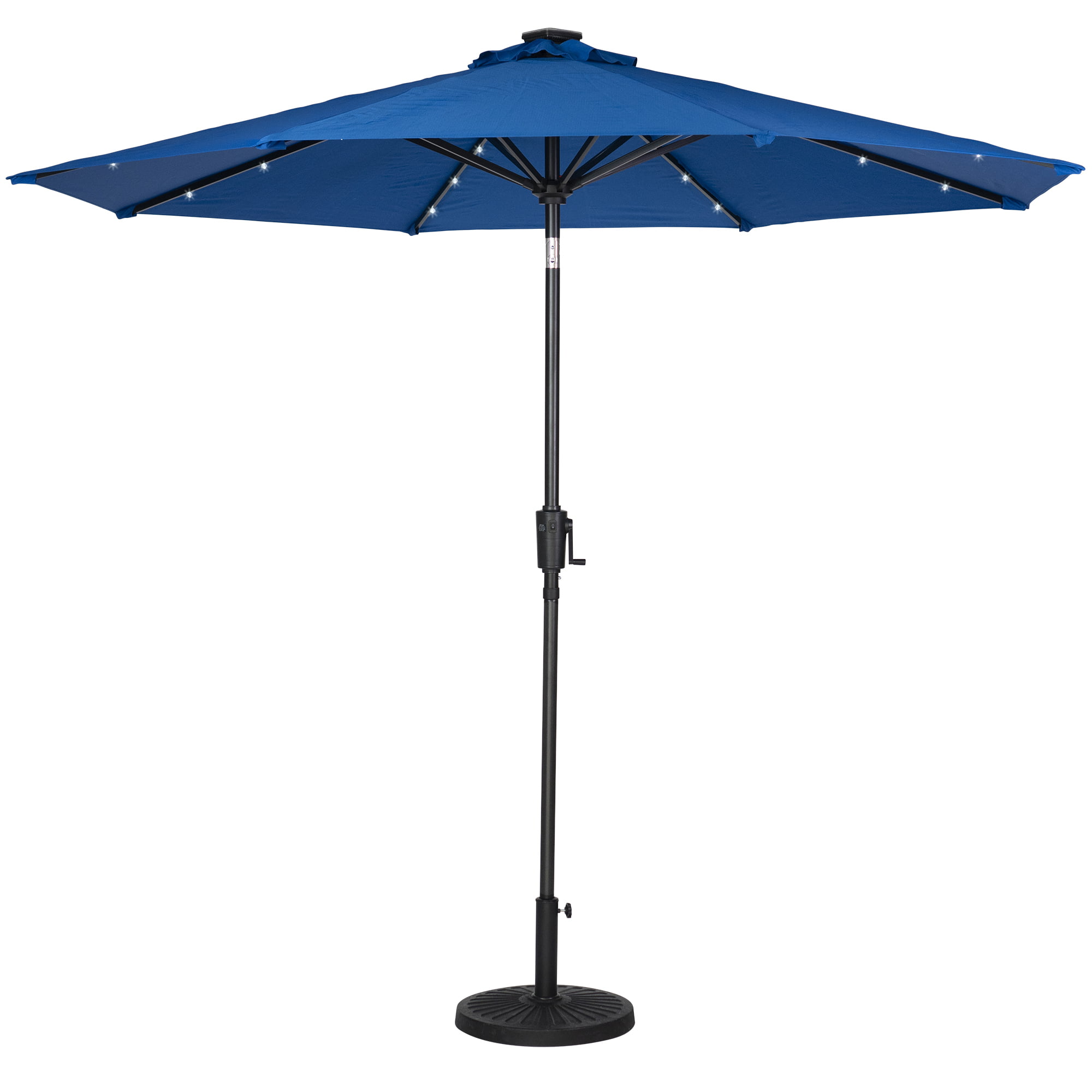 and Lawn Backyard SunRay 9 FT Solar 18 LED Lights Patio Umbrella Market Table Umbrella with Push Button Tilt and Crank Outdoor Umbrella for Garden Deck Hunter Green Beach Pool 