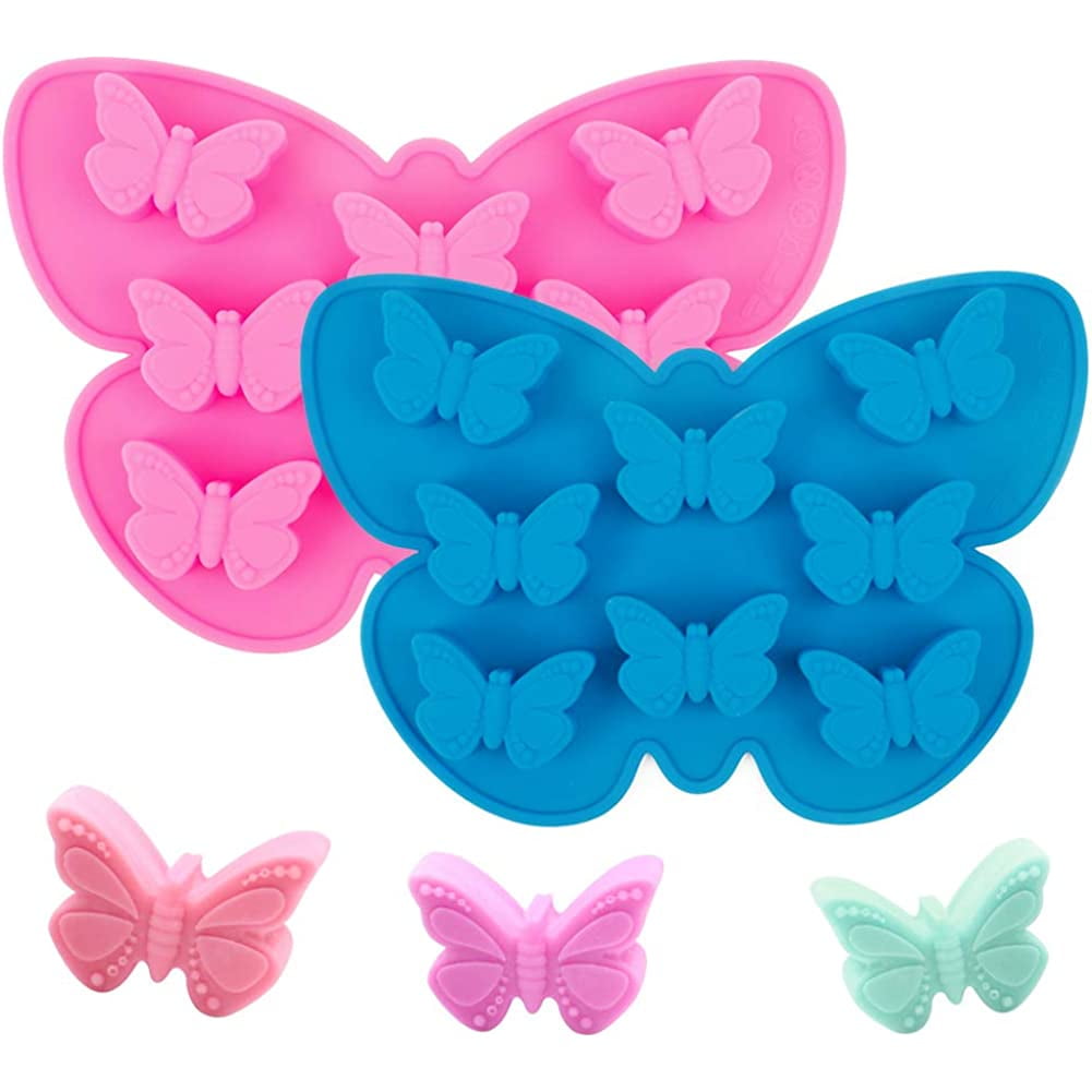  SENHAI 4 Pack Butterfly Silicone Molds - 2 Pack Mini Butterfly  Decor molds & 2 Pack normal Butterfly Shape Silicone Fondant Trays, for  Chocolate Candy Soap Ice Cube Birthday Cake Cupcake