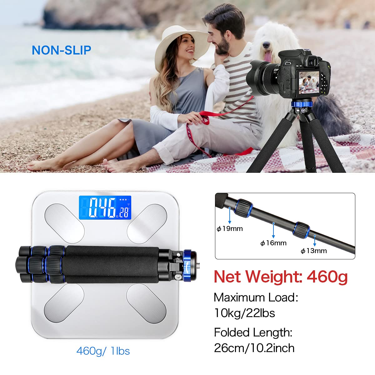 Koolehaoda Camera Mini Tripod, Lightweight Aluminum Alloy Tabletop Tripod Stand with 1/4 and 3/8 Screw Mount for DSLR Camera,Video Recorder,Cell Phone - (MT-03)