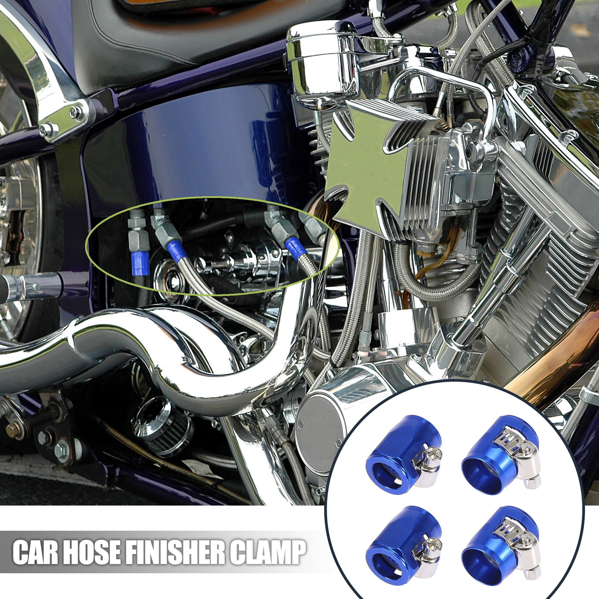 Unique Bargains 4 Pcs AN6 Hex Car Hose Finisher Flexible Rubber Pipe Clamp for Oil Fuel