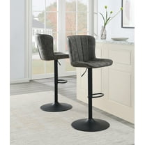 Kirkdale Adjustable Stool 2-Pack in Charcoal Faux Leather