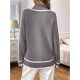 thumbnail image 6 of Sweaters for Women Trendy Cute Cozy Turtle-Neck Long Sleeve Colorblock Knitted Pullover Tops Grey M, 6 of 7