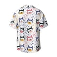 thumbnail image 2 of Xecao offers the Cute Dog for Men's Casual Short-sleeved Shirt, a button-up collared shirt with a pocket, perfect for beach vacations and yacht travel in the 4X-Large size., 2 of 7