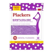 Plackers Gentleslide Dental Flossers, Gentle Clean, Soft Floss with Superior Strength, Built-in Tartar Pick, Mint Blast Flavor, 75 Count