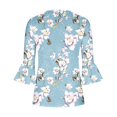 thumbnail image 4 of T-Shirt à Manches Courtes à Col en V à Imprimé Floral pour Femmes Coffee L, 4 of 5