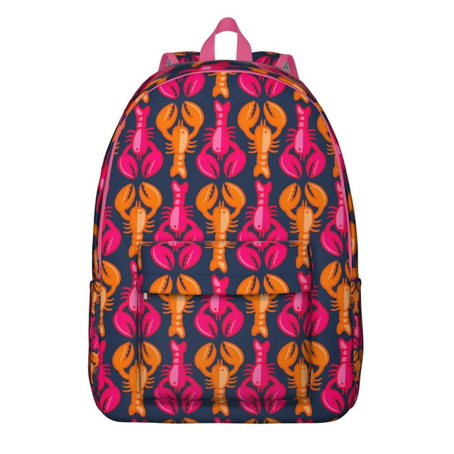 Starfish Coastal Cute Lobster Travel Backpack – Lightweight Canvas Bookbag with Marine Ocean Print, Comfortable Carrying, Anti-theft Multifunctional Features for Daily Commuting and Beach Trips