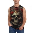 thumbnail image 1 of Balery Classical Rose Crown Skull Camisetas sin mangas para hombre, absorbe la humedad y protege contra el mal olor.-X-Large, 1 of 7