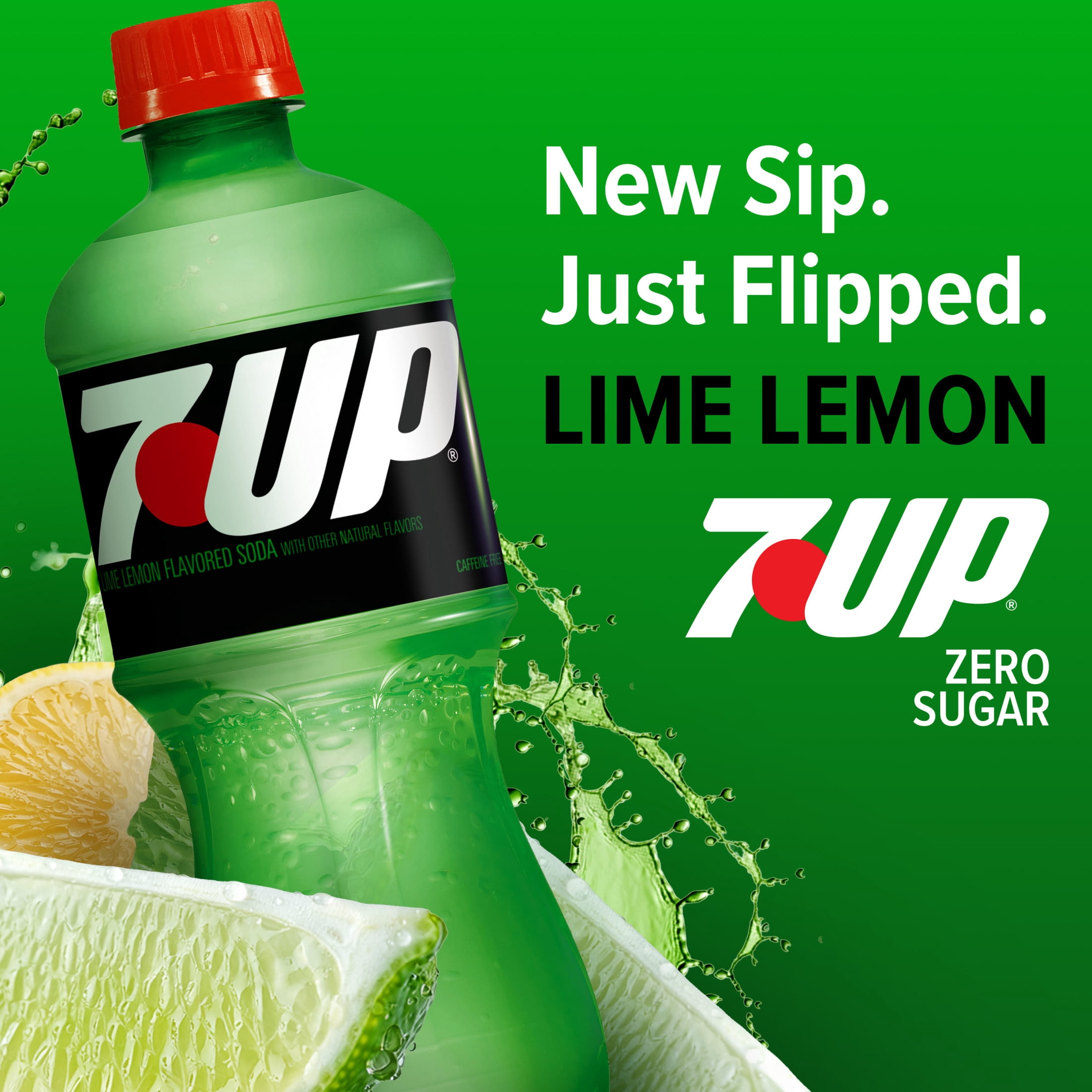 (5 pack) 7UP Caffeine Free Zero Sugar Lime Lemon Soda Pop, 20 fl oz, Bottle