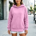 thumbnail image 5 of Hoodie for Womens Xaqiouau Solid Cross Neck Hooded Pullover Sweatshirt Split Hem Side Pockets Long Sleeve Basic Tops For Fall Athleisure Casual Daily Wear Pink S, 5 of 6