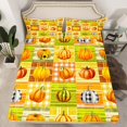 thumbnail image 2 of Pumpkin Sheets Colorful Fall Decorations for Home Sheet Set Newborn Youth, Pumpkin Decor Bed Sheets Set Buffalo Grid Patchwork Theme Top Fitted Sheet 4 Pieces, King, 2 of 5