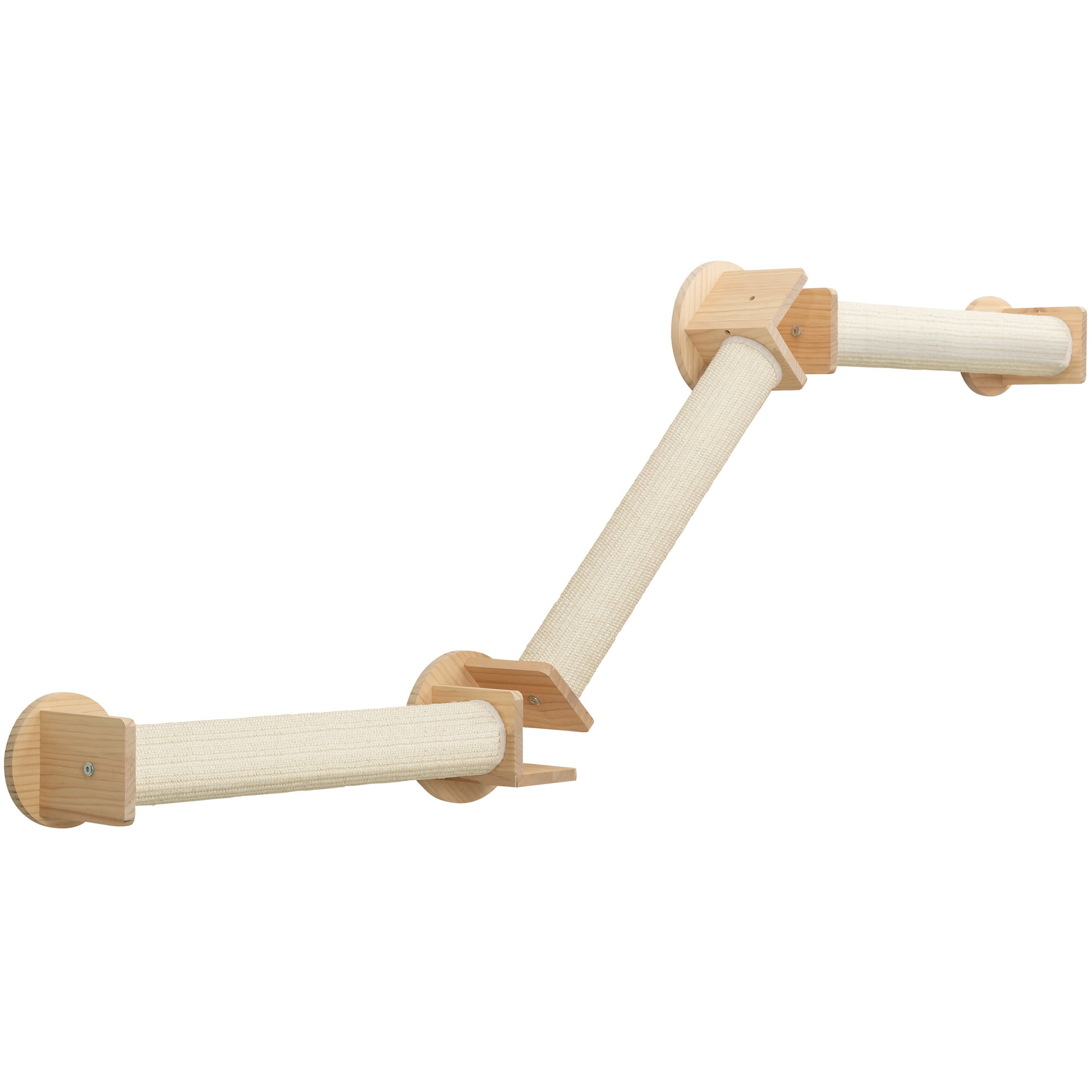 TRIXIE Wall Set 2 Multi-Level Wall Mounted Cat Perch System with 3 Sisal Posts, Natural