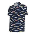 thumbnail image 3 of Daiia Sardine Pattern Men’s Polo Shirts,Solid Deck Shirt,Classic Fit, Breathable Cotton Polo for Casual and Sport Wear-Medium, 3 of 9