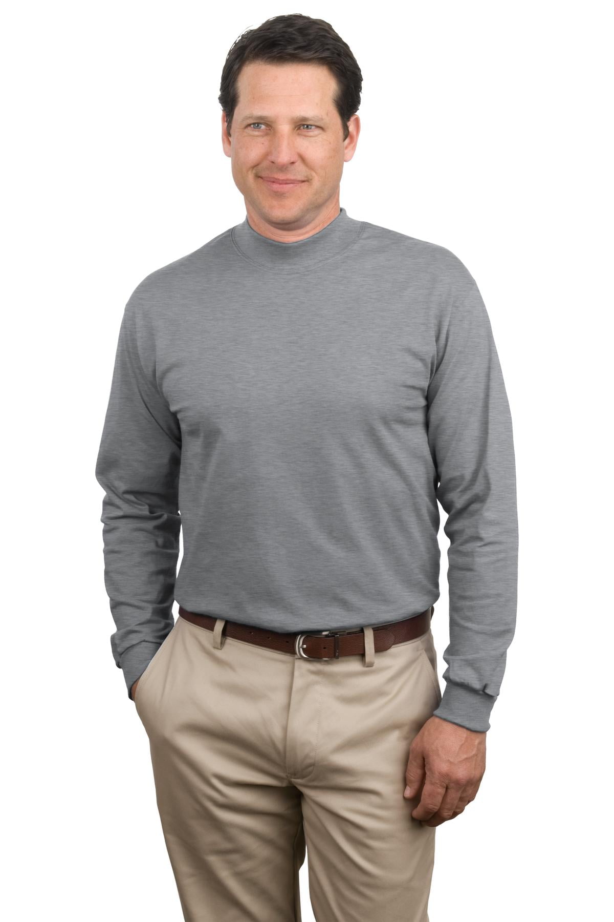 men's cotton mock turtleneck long sleeve