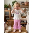 thumbnail image 6 of BemeyourBBs Toddler Baby Girl Spring Summer Fall Clothes Mama's Girl Daddy's Girl Outfits Cute Letter Embroidery Ruffles Short Sleeve T Shirts Plaid Flare Pants 2Pcs Clothes Set, 6 of 9