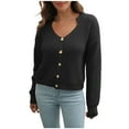 thumbnail image 2 of Économies de Rentrée Scolaire! Aqestyerly Cardigans à Capuche pour Femmes Mode Femmes Col en V Hiver Bouton Solide Manches Longues Pull Tops Pulls, 2 of 6