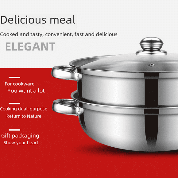 Vaporera doble de acero inoxidable de 28 cm de grosor, multifuncional, regalo