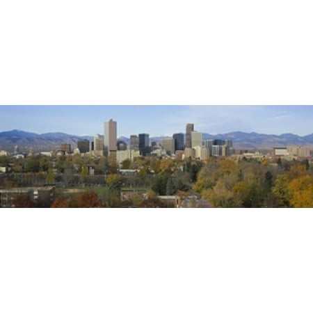 Skyscrapers in a city with mountains in the background Denver Colorado USA Canvas Art - Panoramic Images (18 x