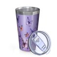thumbnail image 2 of 16oz Tumblers Purple Butterfly Flower Pattern Stainless Steel Vacuum Insulated Double Wall Travel Tumbler Cups Mug with Lid and Straw,Cleaning Brush for Coffee,Tea, 2 of 4