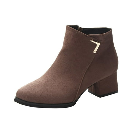 

Fashion Autumn Winter Women Ankle Boots Thick Heel Suede Solid Side Zipper Comfortable Casual Style