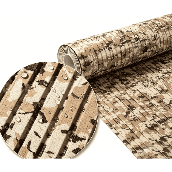 Boat Flooring EVA Foam Boat Decking Camo Non-Slip Boat Mat Self-Adhesive Foam Boat Deck Flooring Carpet Mat Rolls for Kayak Deck Boat Yacht Flooring Motorboat (Camo Desert, 94.5x17.7-11.6sqft)