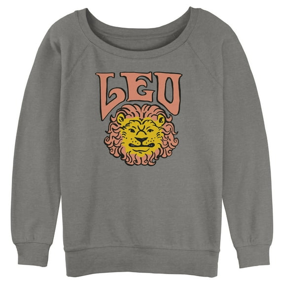 Junior's Lost Gods Zodiac Leo Art Symbol Sweatshirt Gray Heather 2X Large