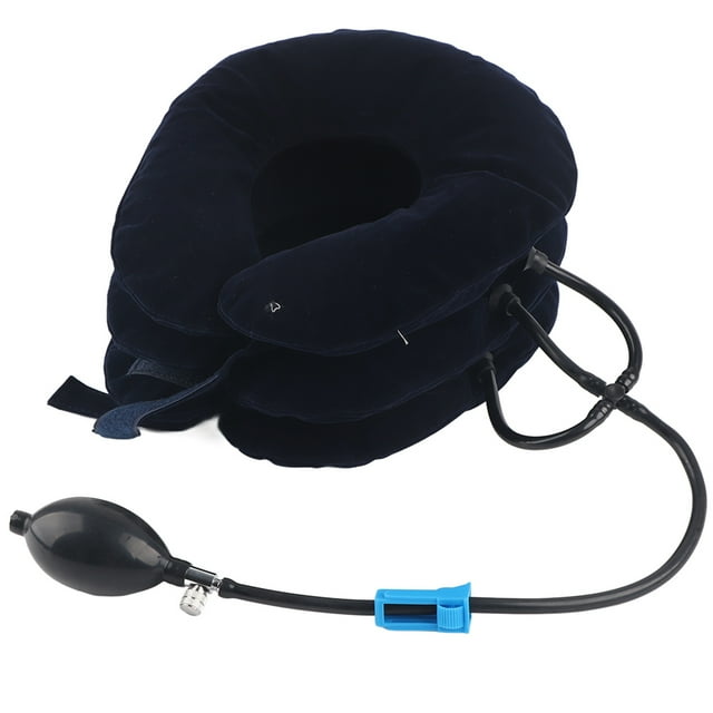 Collier Cervical Gonflable, Dispositifs de Traction Cervicale, Soin Doux Confortable pour Cou Homme Femme Bleu Taille Moyenne