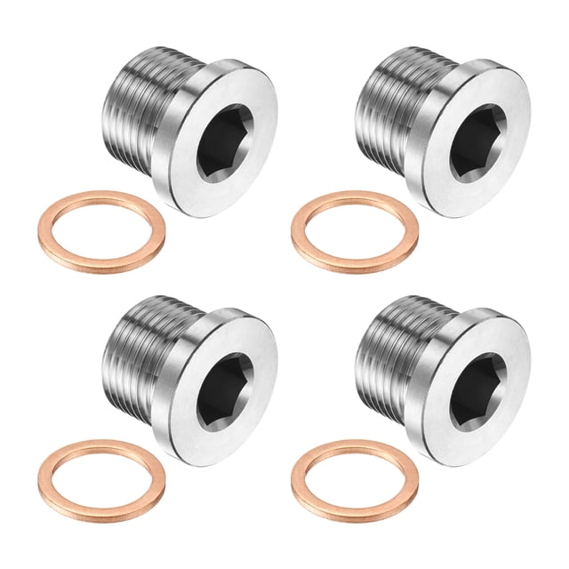 Uxcell M20 Metric Inner Hex Head, 4 Pcs Thread Sensor Plug Standard Pipe Fitting Plug
