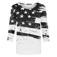 thumbnail image 5 of Independence Day Tunics Top for Women，Summer USA Flag Star Stripe Tops Scooped Neck Tees 3/4 Sleeve Shirts USA Flag Star Graphic Blouses Formal Trendy Tee Shirts Going Out Vacation Outfits, 5 of 5