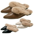 thumbnail image 6 of comerut Women Warm Non-Slip Flat Closed Pointed Toe Slip-on Mules Sandals Slippers Shoes, 6 of 8