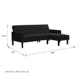 DHP Hudson Small Space Sectional Sofa Futon, Dark Gray Linen
