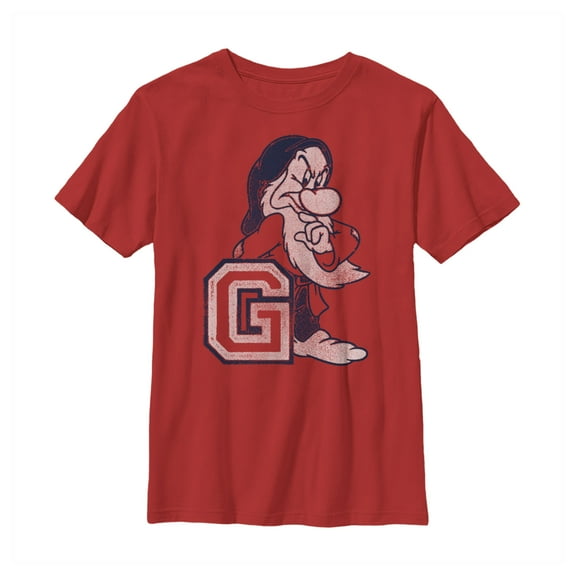 Boy's Snow White and the Seven Dwarfs Grumpy Graphic Tee Red Medium