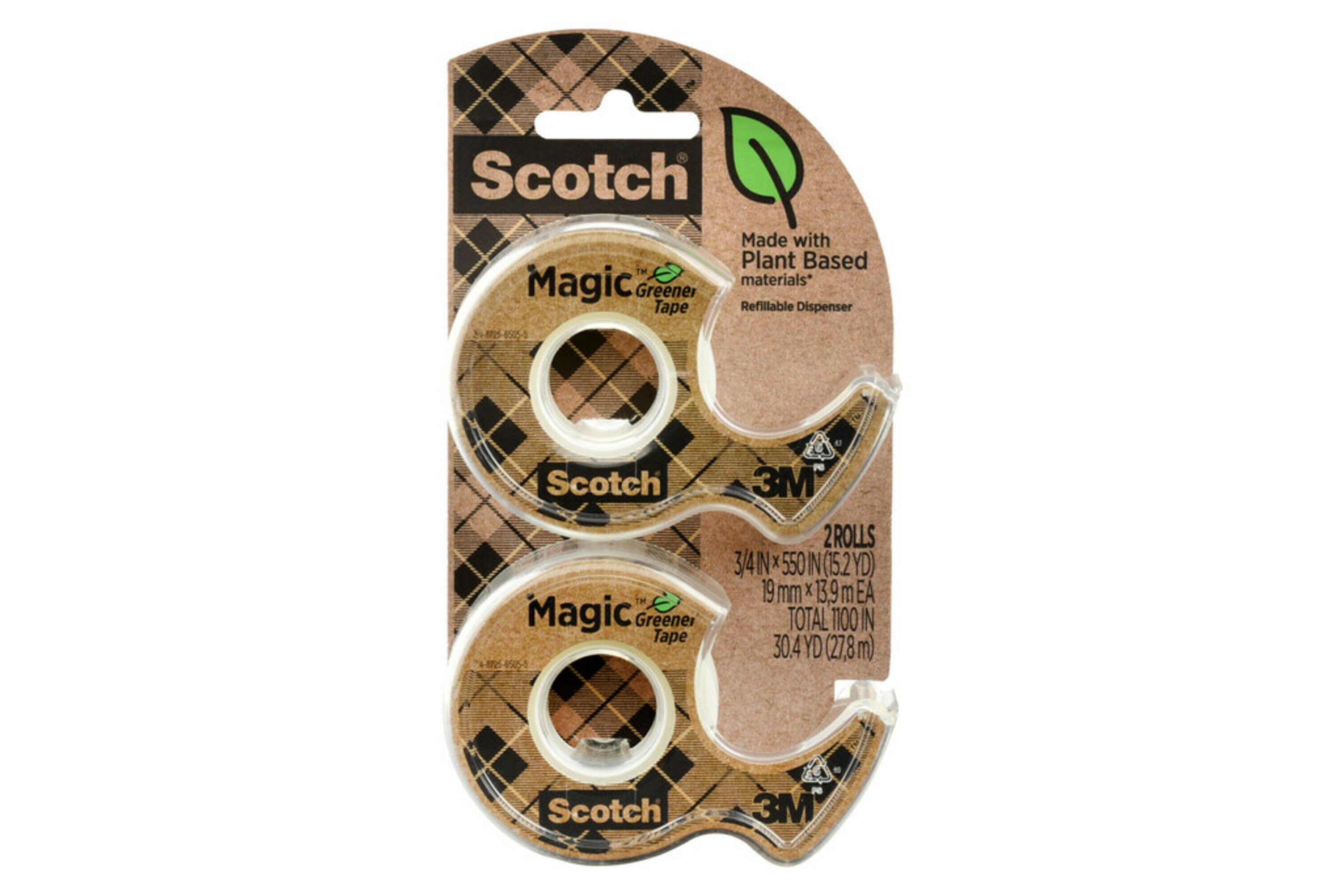 Scotch Magic Greener Tape 3/4 in x 550 in, 2 Dispensers