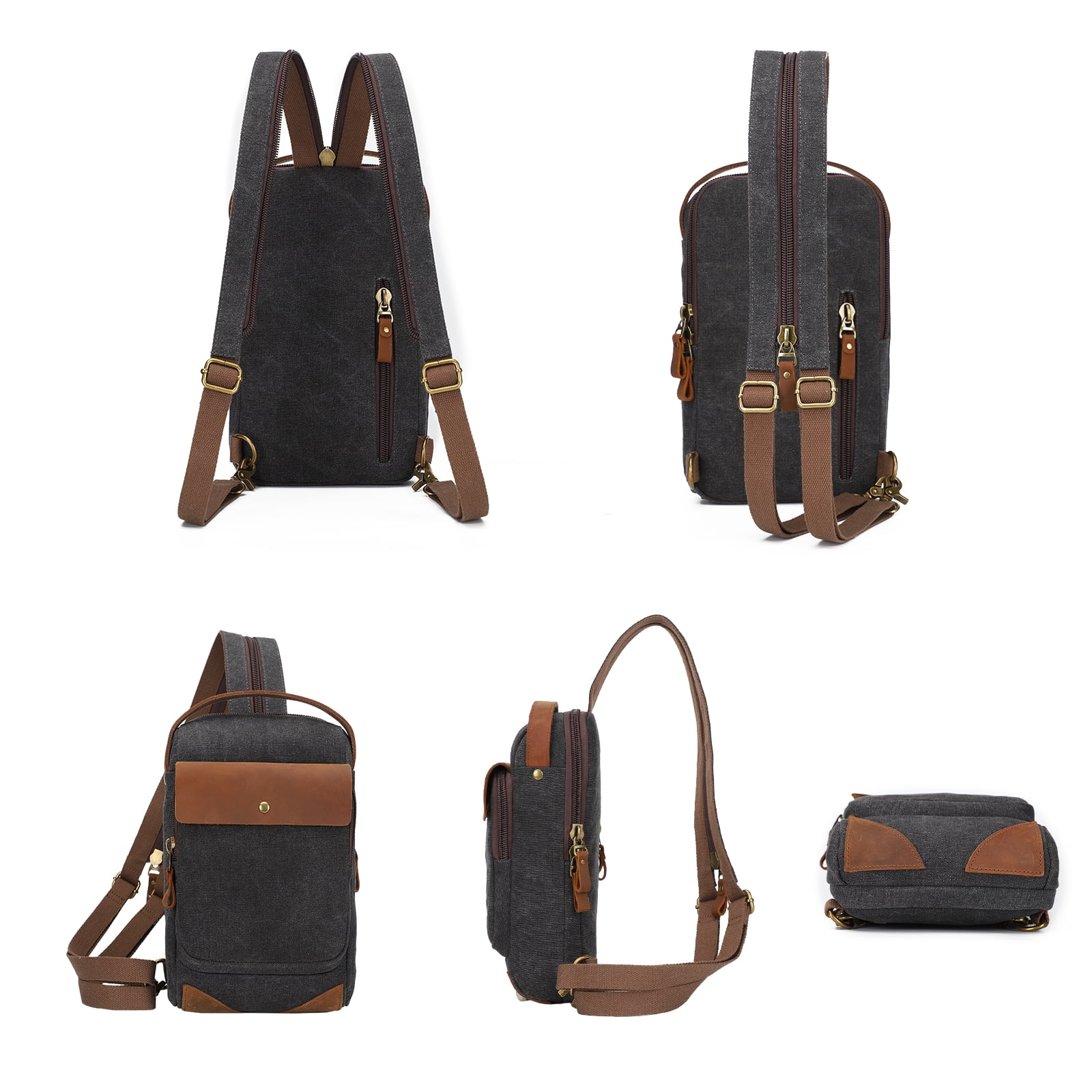 KL928 Canvas Sling Bag Crossbody Backpack Shoulder Casual Rucksack for Men Women