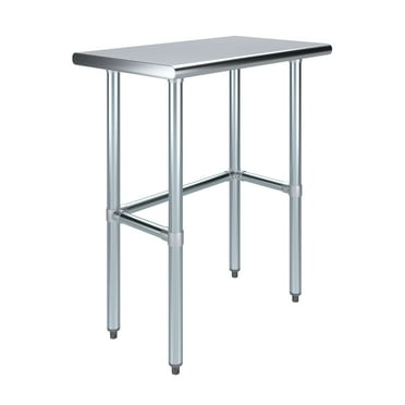 AmGood 18 in. x 30 in. Open Base Stainless Steel Work Table | Residential & Commercial