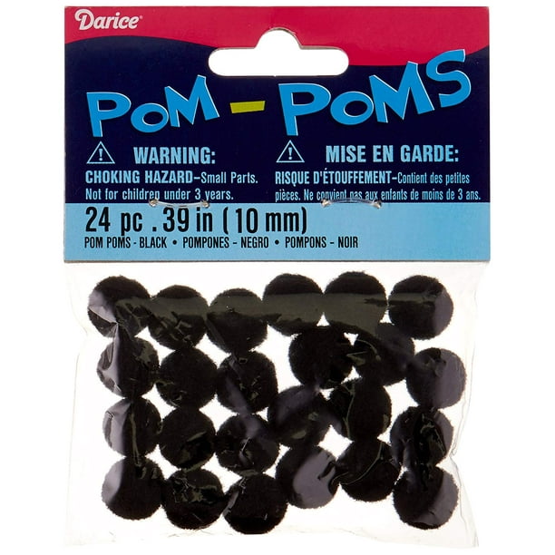 begå væbner Ellers Acrylic Pom Poms Black 10mm - Walmart.com