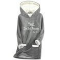 thumbnail image 4 of Feancey Fleece Pullover Hoodies for Women Letter Print Hooded Sweatshirts Winter Sherpa Lined Thermal Tops Loungewear Pajamas with Pockets Gray L, 4 of 4