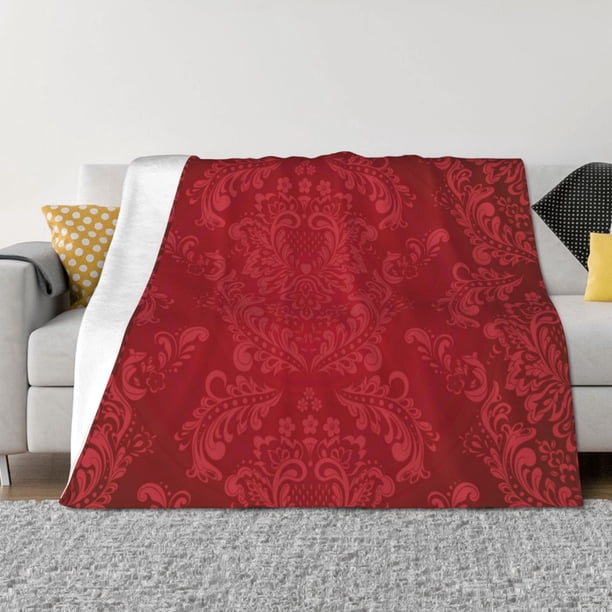 Balery Vintage Burgundy Manta de Franela con Dibujo, Lujo Ultra Suave y Cálido, Antipelusa y Resistente a las Arrugas para Cama, Sofá, Camping -40"x30"