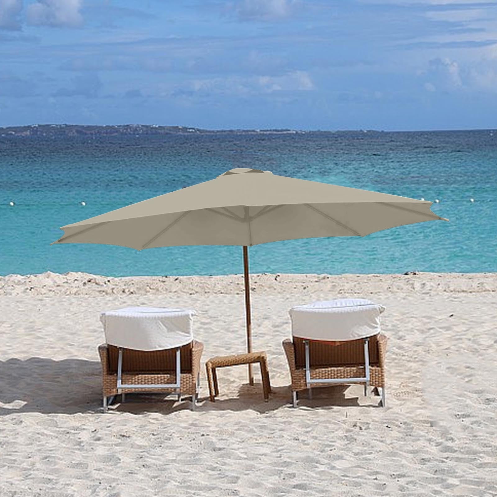 Kbndieu 9.8ft Beach Umbrella for Sand, Outdoor Portable Umbrella Replacement Canopy for 6 Ribs, Suitacse for Beach Patio Garden Pool Backyard on Clearance