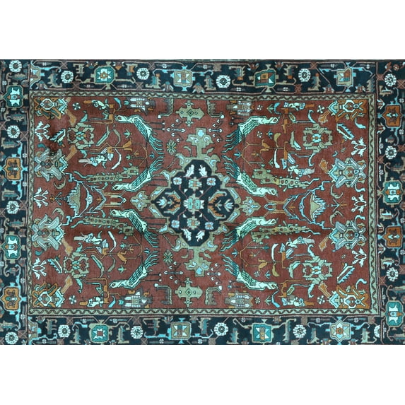 Ahgly Company Indoor Rectangle Persian Light Blue Traditional Area Rugs, 8' x 10'