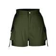 thumbnail image 4 of IROINNID Shorts for Women Straight Barrel High Waist Solid Pocket Work Shorts,Olive Green, 4 of 6