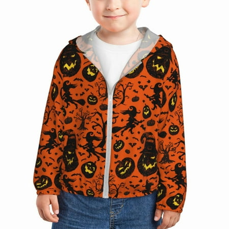 

Gaeub Halloween3 Print Athletic Sun Protection Hoodie for Kids Long Sleeve Outdoor UV Shirt Running Fishing Top for Boys Girls-18 Months