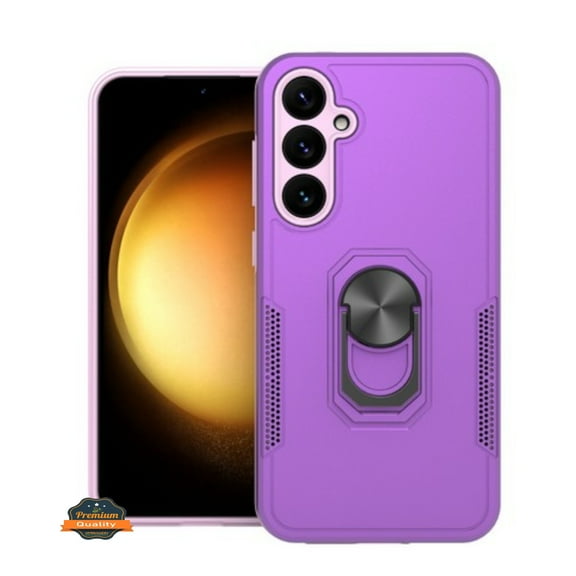 For Samsung Galaxy S24 FE /Fan Edition Military Grade Armor Heavy Shockproof Hybrid with Kickstand Built-in 360°Rotate Ring Stand Phone Case Cover by Xpression - Purple