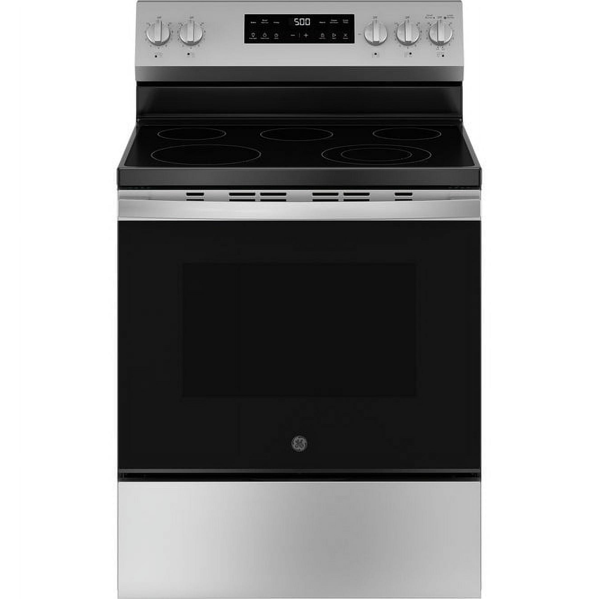 GE® 30" 5.0 Cu. ft. 240 Volts Free-Standing Electric Range with Crisp Mode in Stainless Steel