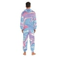 thumbnail image 6 of Pink Dolphins Sun Trees Adult Onesie Pajamas Slim Fit Christmas One Piece Suit Pjs for Women and Men Hooded Zipper, 6 of 7