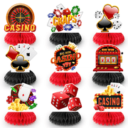 Casino Honeycomb Centerpieces, 9 Pcs Casino Theme Honeycomb Centerpieces & Casino Centerpiece Table Decorations for Casino Party Decorations & Las Vegas Party Decorations