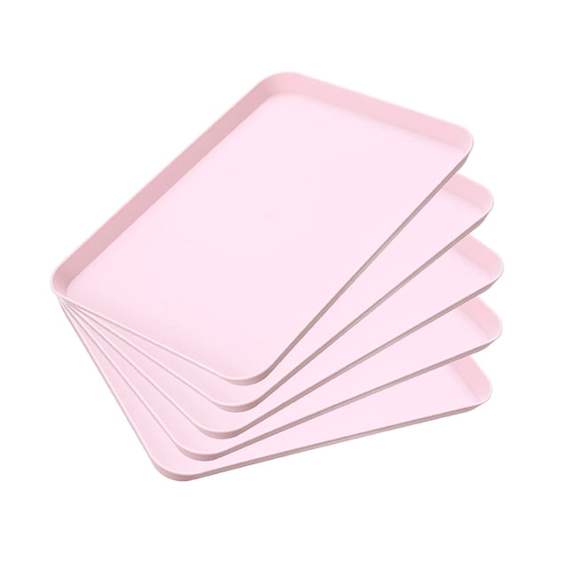Plateau de Restauration Rapide Rectangulaire Plateaux de Service Plateau de Service pour Intérieur Plateau de Restauration Rapide en Plastique 5 Pcs Plateaux de Cuisson avec Couvercles
