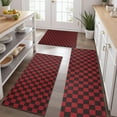 thumbnail image 2 of Red Black Checkered Pattern Kitchen Rugs Sets Of 3,Kitchen Runner Rugs Non Skid Washable,Decorative Kitchen Floor Mats for Kitchen,Sink,Laundry,17"x30"+ 17"x47" + 17"x59", 2 of 6