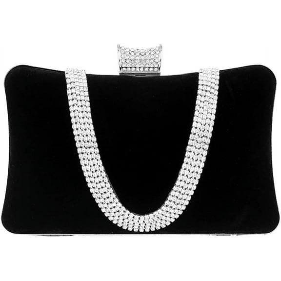 Velvet Evening Bag for Women Rhinestone Clutch Bag Sparkly Handbag