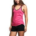 thumbnail image 3 of G-Style USA Women's Lightweight Scoop Neck Contrast Piping Tank Top (2-Pack) LTT13194 - Fuschia/Black - Large, 3 of 4