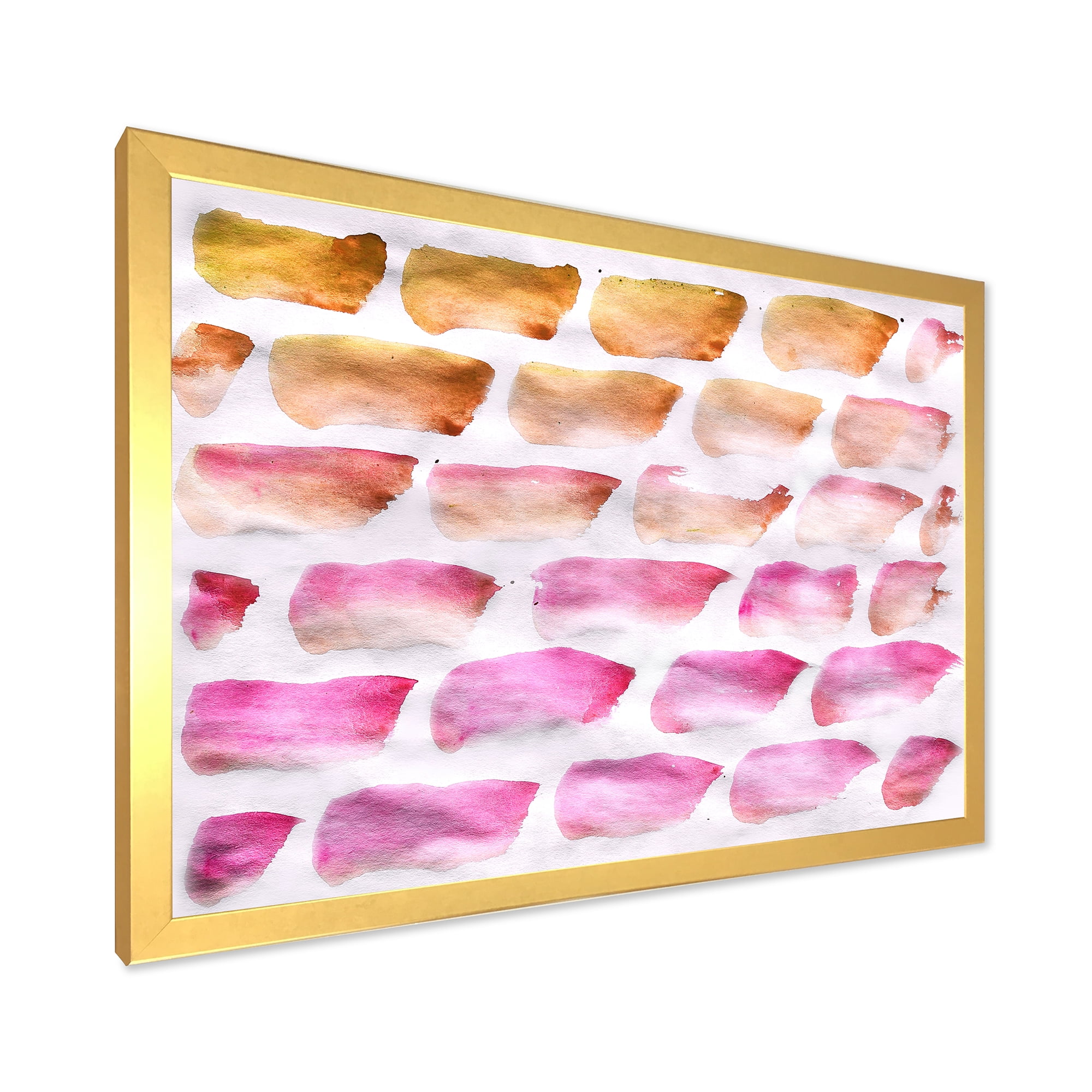 Designart 'Dark Yellow and Pink Abstracts Brushes' Modern Framed Art Print